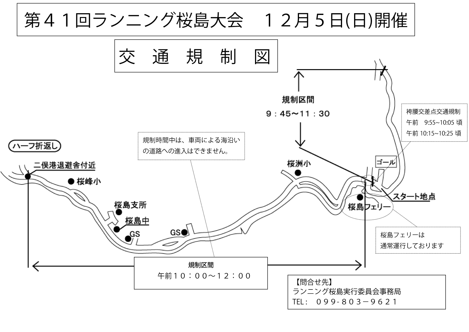 第41回ランニング桜島交通規制マップ