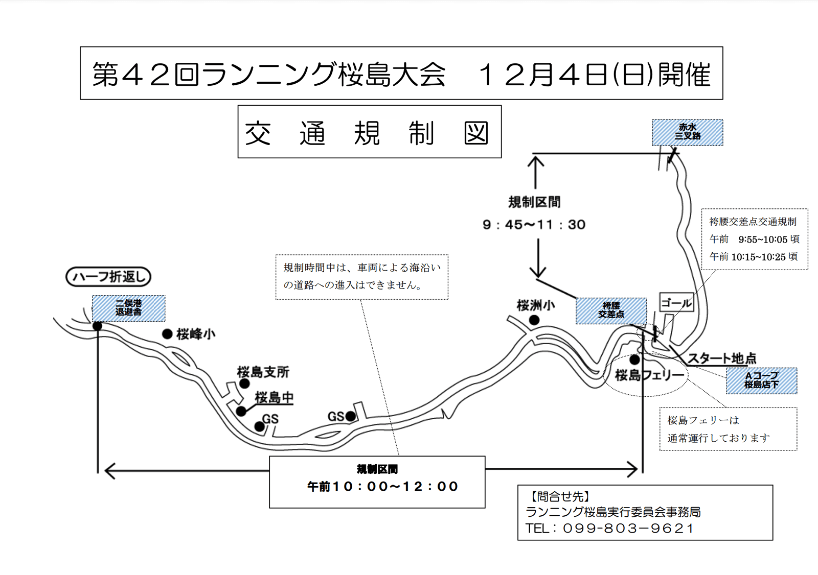 第42回ランニング桜島交通規制マップ